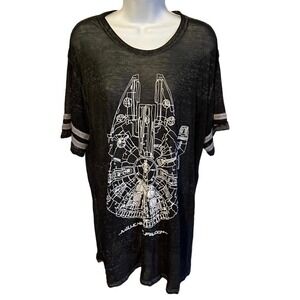 Star Wars Millennium Falcon Blueprint Graphic T Shirt Black LG